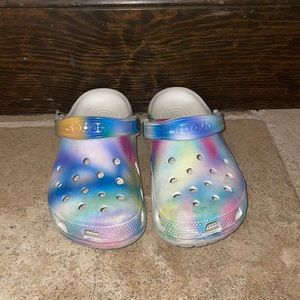 Lightly worn rainbow crocs